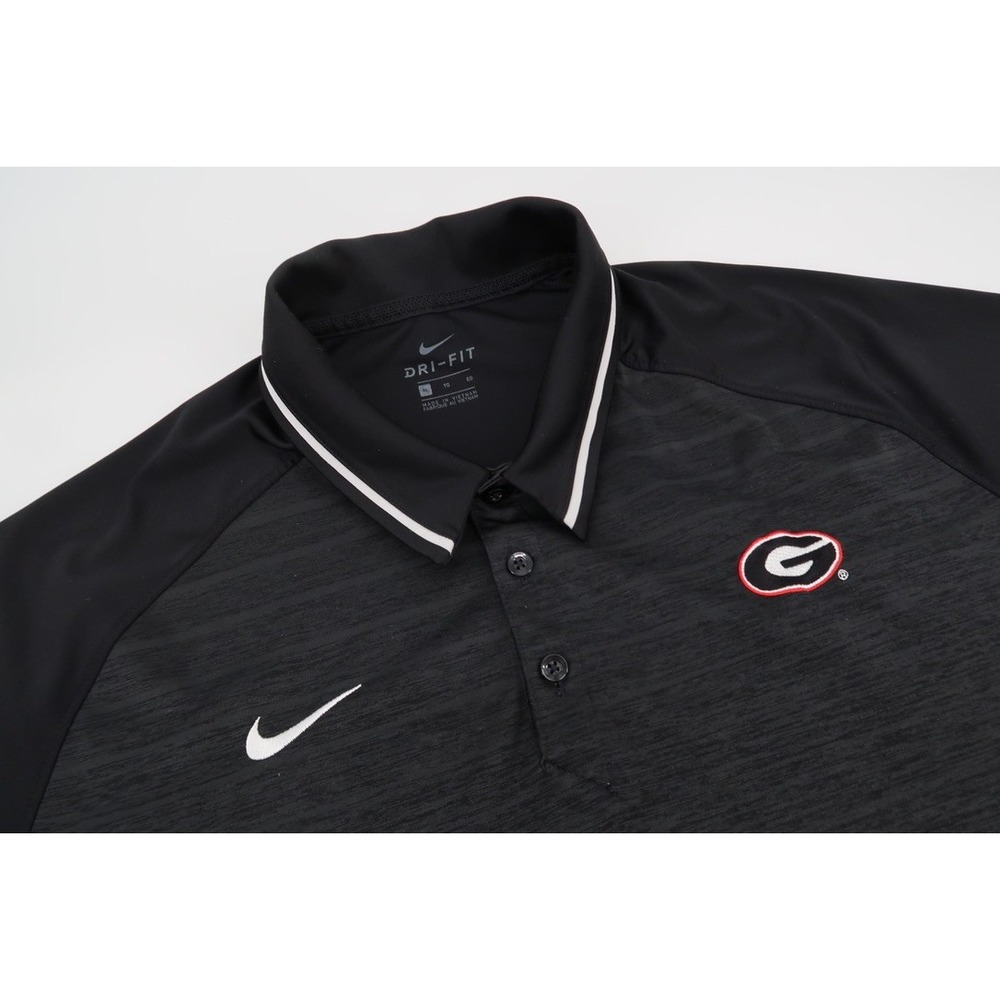 Nike Georgia Bulldogs Mens XL Black Striped Performance Dri-Fit Golf Polo Shirt